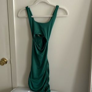Forest green dress with front cutout and open back
